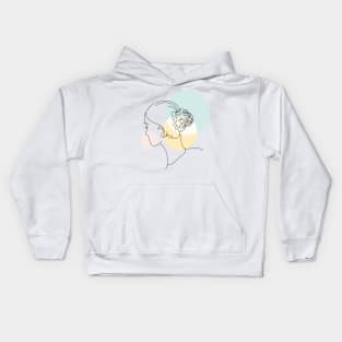 abstract lady, line art woman Kids Hoodie